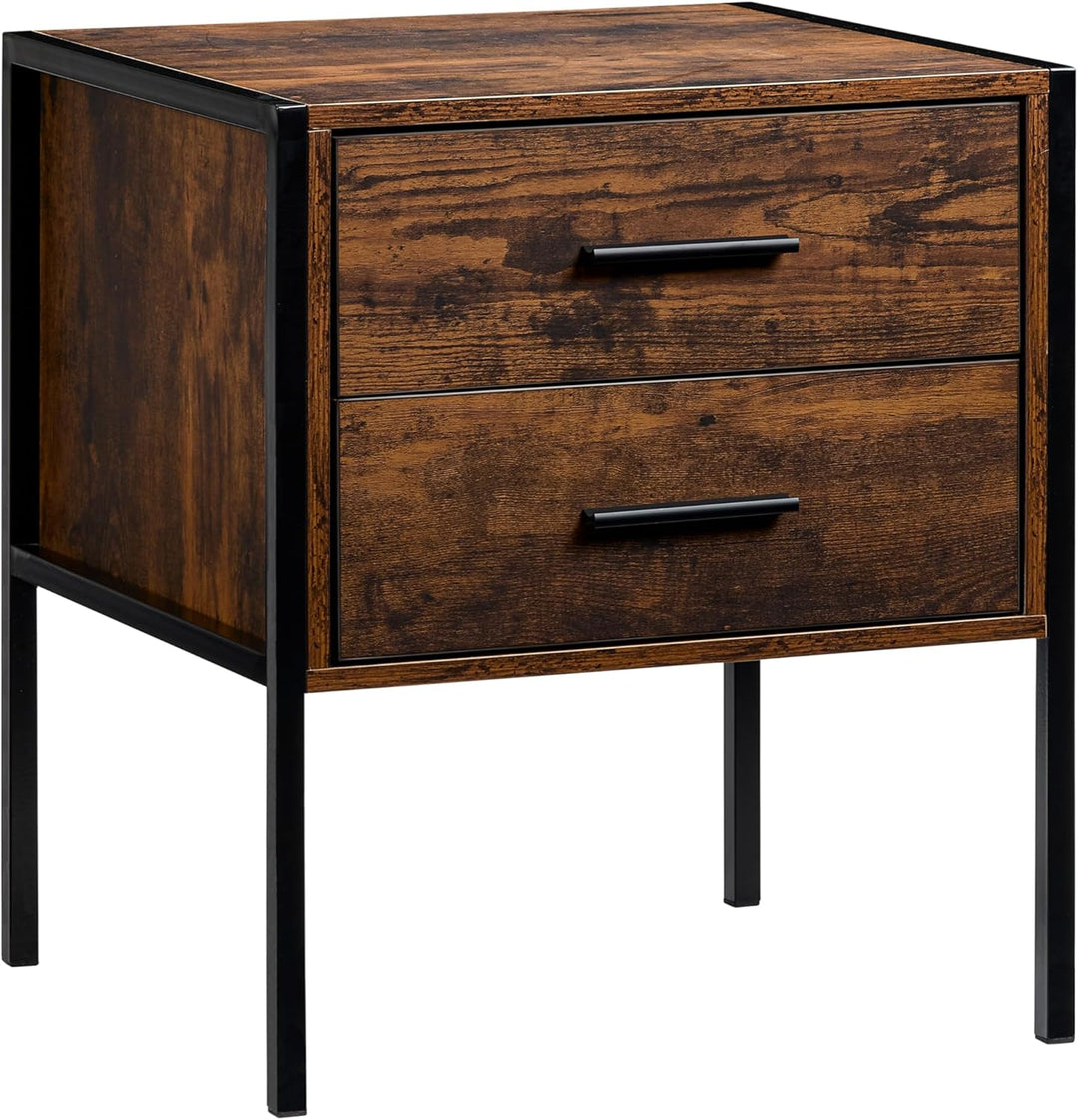 Vida Designs Brooklyn Nachttisch, Dunkles Holz, 2 Schublade Dunkles Holz 2 Schublade, Dunkles Holz 2