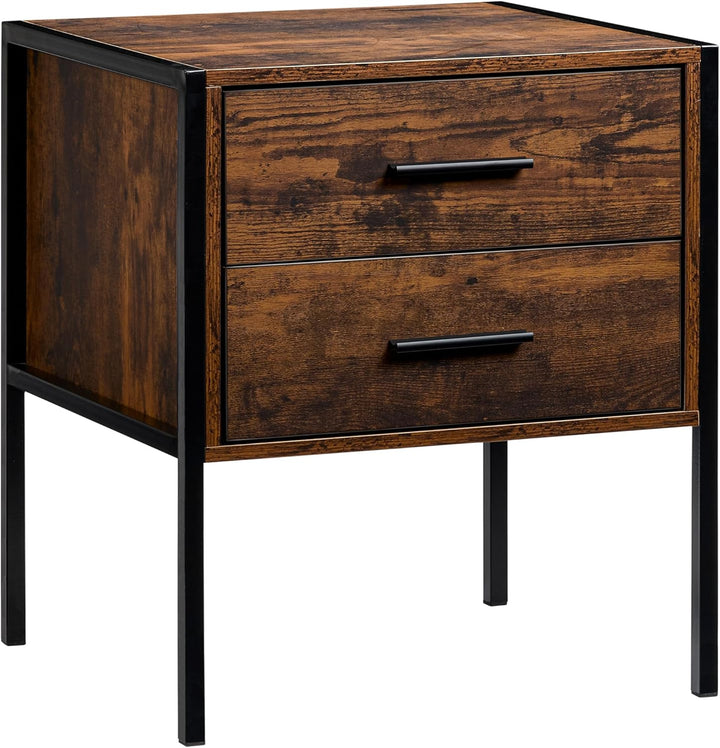 Vida Designs Brooklyn Nachttisch, Dunkles Holz, 2 Schublade Dunkles Holz 2 Schublade, Dunkles Holz 2