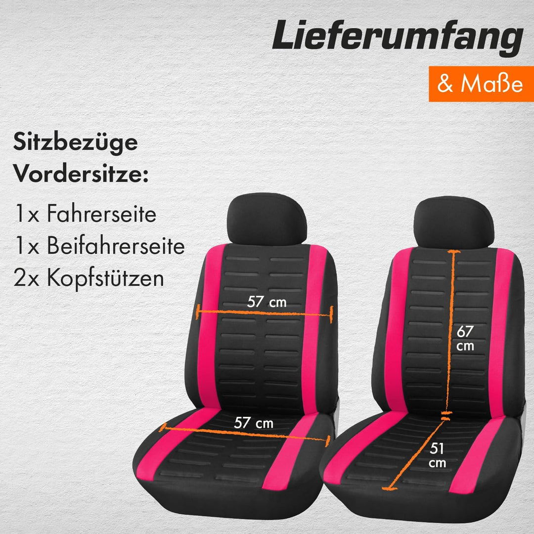 Upgrade4cars Autositzbezüge Set für die Vordersitze | Auto-Schonbezüge Universal in Pink Vordersitze