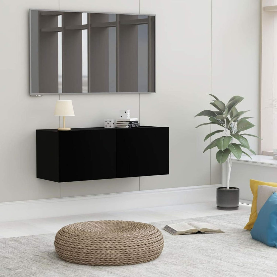 Festnight TV Wandboard Hängend Schwarz TV-Wandschrank Lowboard Hangend Hängeschränke Hänge TV Board