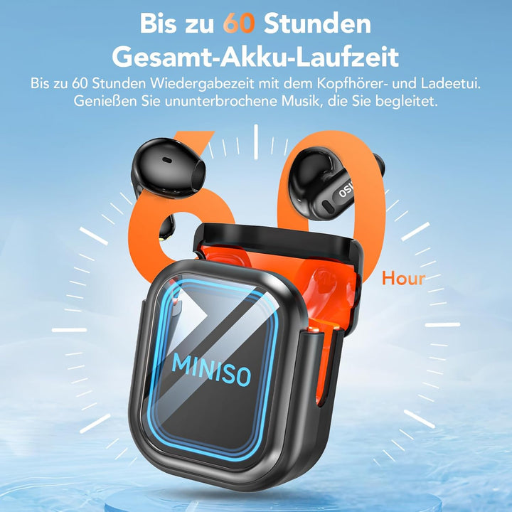 MINISO MS109 AI Kopfhörer Übersetzer, Bluetooth 6.0 Übersetzungskopfhörer in Echtzeit mit Spiegel De
