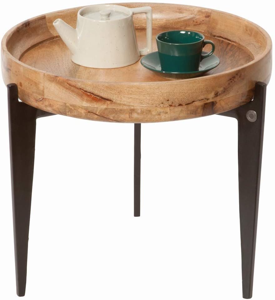Sit Möbel Tom Beistelltisch Mango L = 46 x B = 46 x H = 42 cm Platte Natur, Beine schwarz
