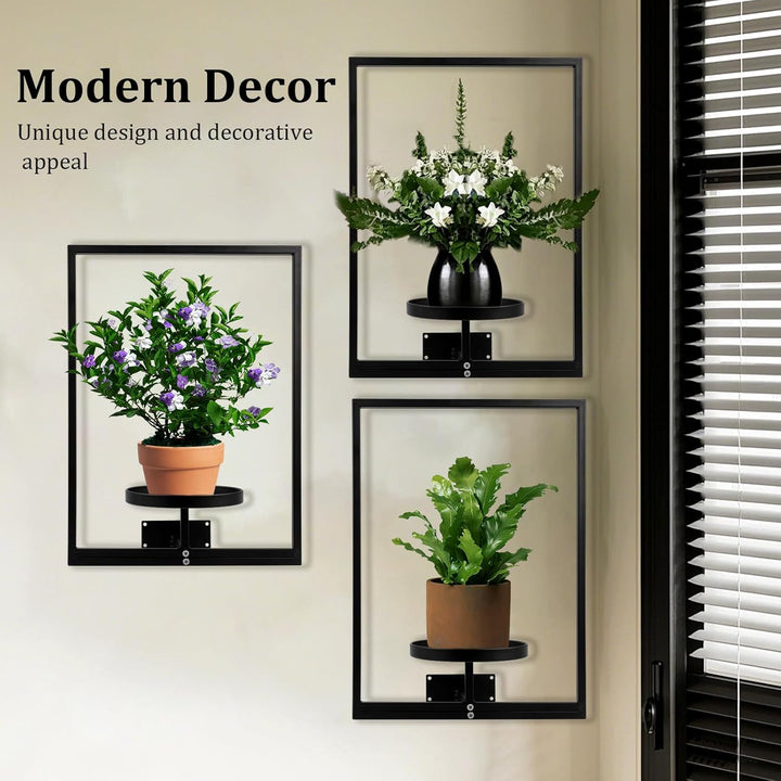 DETENE 3 Stücke Metall Pflanzregal Schwarz Hängende Blumentöpfe Wandbehang Regal Wand für Blumen Pfl