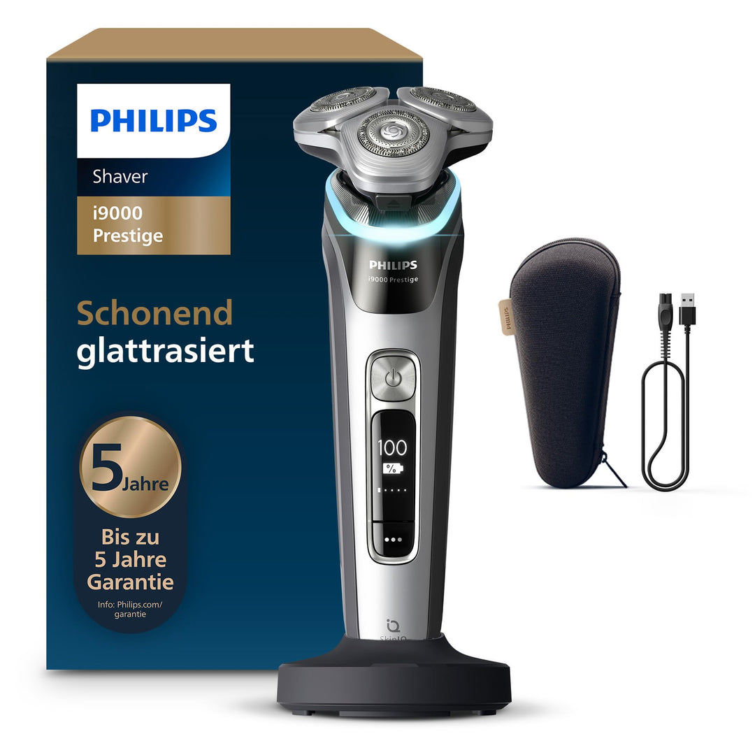Philips Rasierer i9000 Prestige, Nass- und Trockenrasierer für Herren mit integriertem Trimmer, dunk