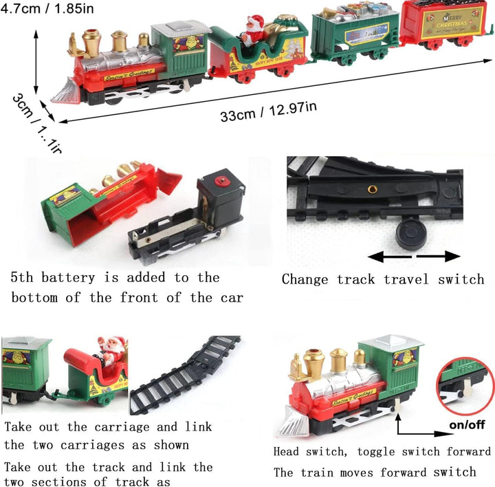 Klassischer Elektrischer Weihnachtszug Set für den Tannenbaum – Spielzeug Eisenbahn mit Weihnachtsma