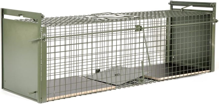KrapTrap® Tierfalle Katzenfalle Lebendfalle Marderfalle mit Holzboden