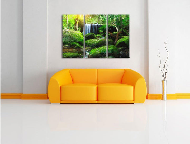 Pixxprint Regenwald in Thailand als Leinwandbild/Grösse: 3Teilig / Wandbild/Kunstdruck/fertig bespan