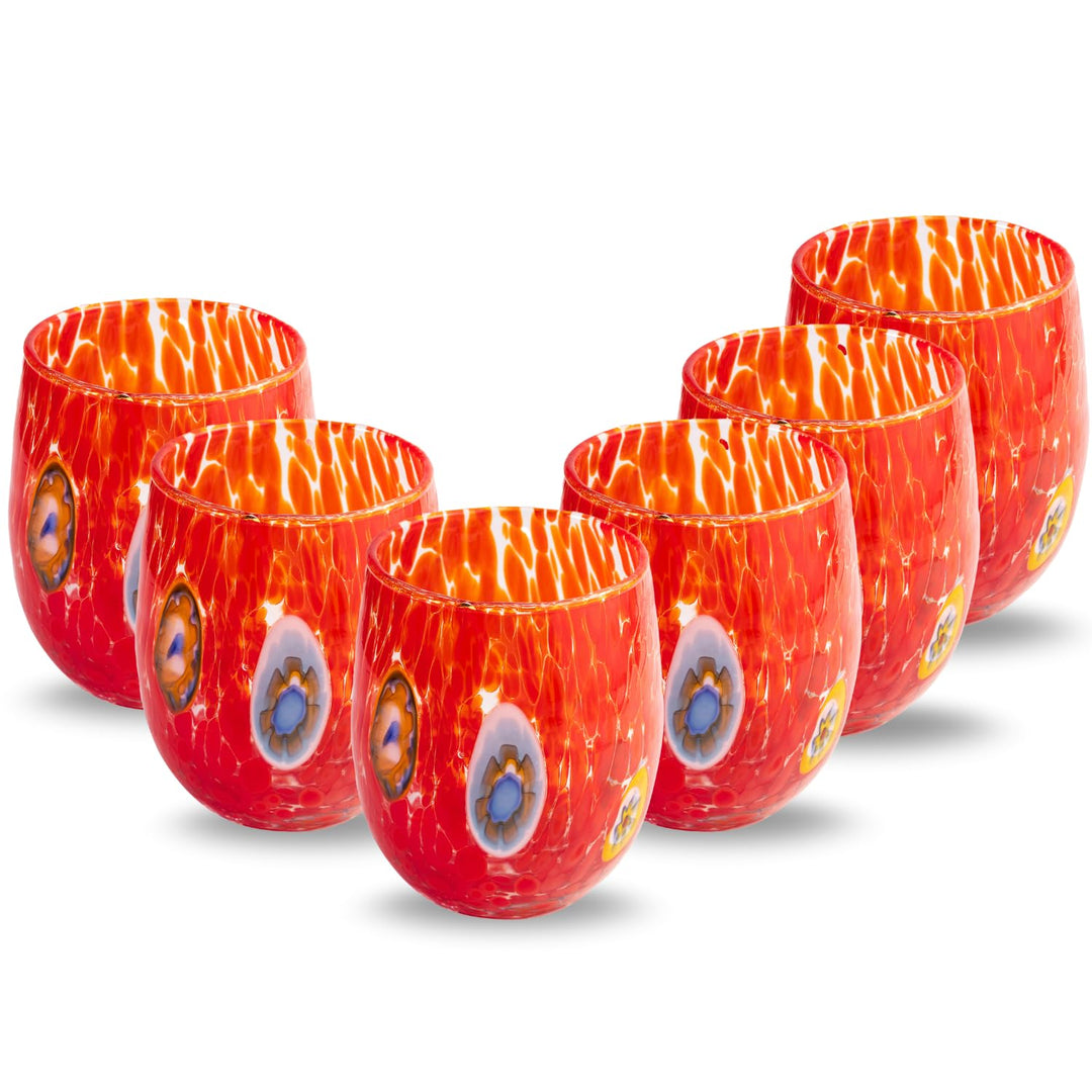 Gocce di Murano Set 6 Gläser Regenbogen Regen aus Muranoglas mundgeblasen 300 ml handgearbeitet bunt