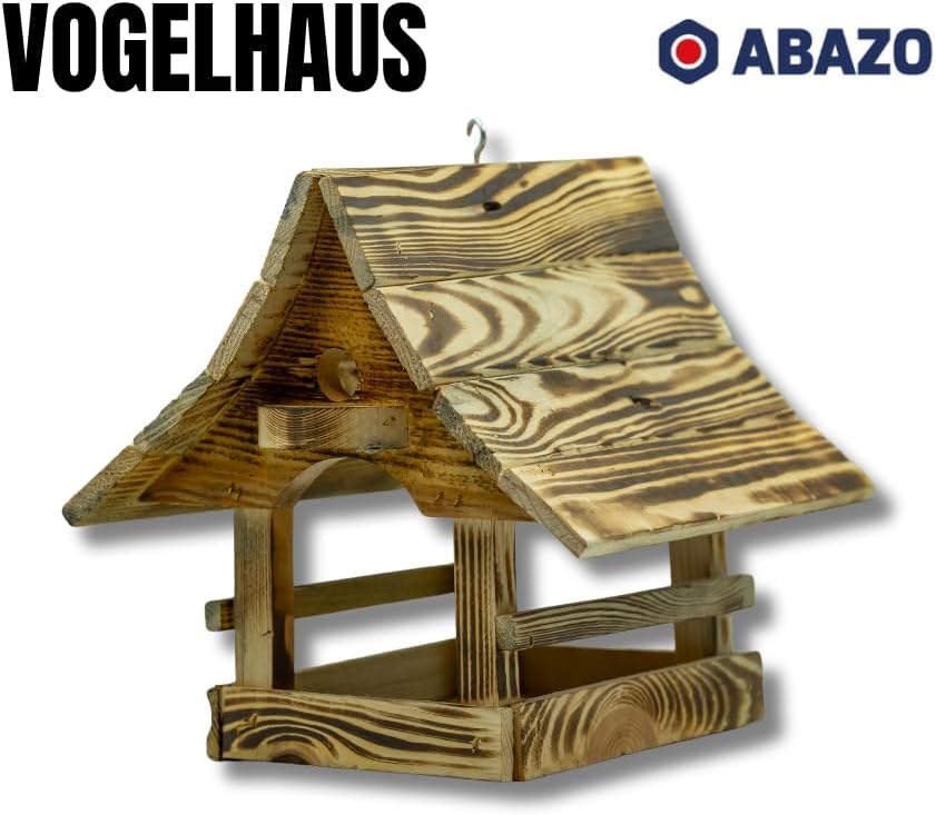 Vögelhaus, Vogelhaus, Futterhaus, Futterhäuschen, handgefertigt gebranntes Holz klein, 23cm x 25cm x