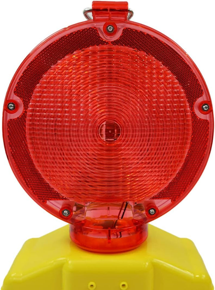 1 x siwitec LED Baustellenleuchte rot/transparent inkl. 2 x Blockbatterien Typ 4R25 6V 7Ah, LED Warn