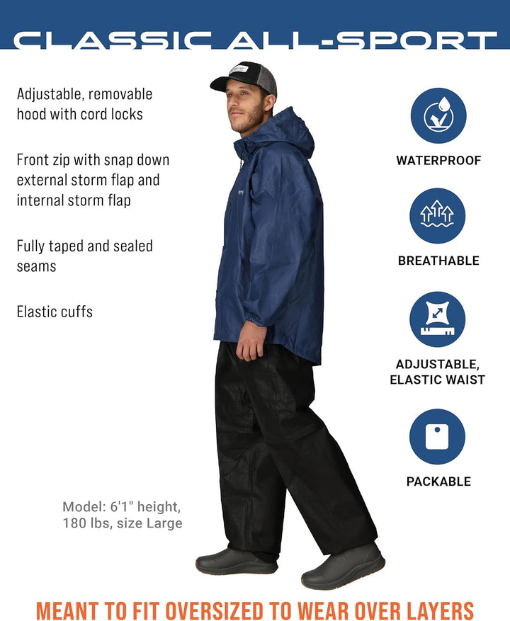Frogg Toggs Herren Classic All-Sport Waterproof Breathable Rain Suit Regenjacke L Blau, L Blau