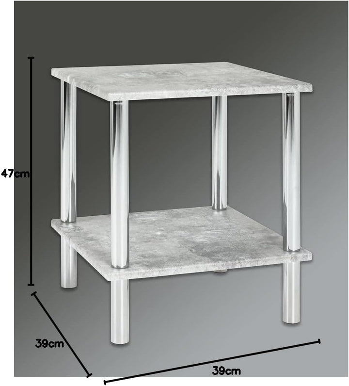 HAKU Möbel Beistelltisch, MDF, chrom-betonoptik, B 39 x T 39 x H 47 cm, Chrom-betonoptik