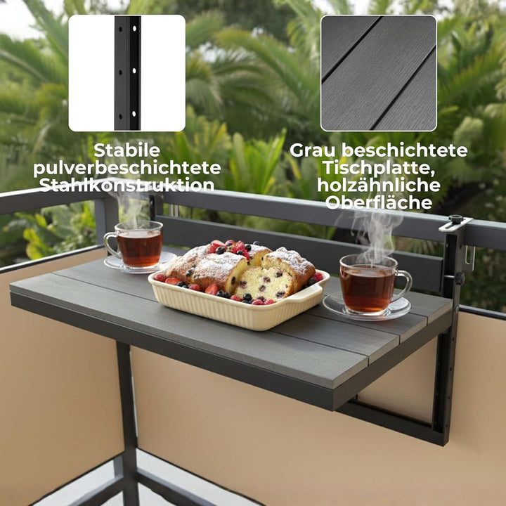SPRINGOS Höhenverstellbarer Tisch 82,5x40 cm Klappbarer Schreibtisch mit Stahlgestell und Holzoptik