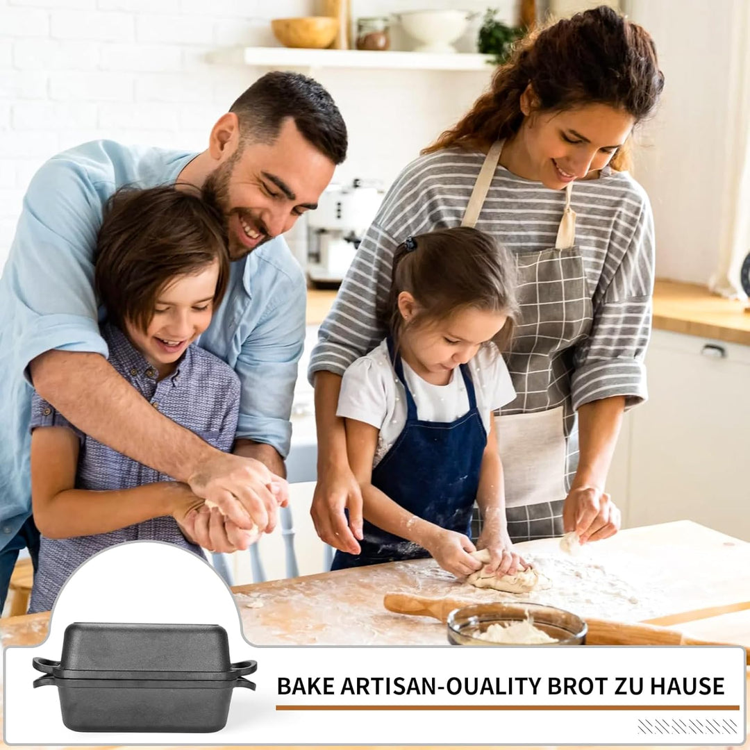 Gusseisen Brotbackform mit Deckel 22,96 cm × 12,78 cm, Bread Pans for Homemade Bread, Heavy Duty Loa