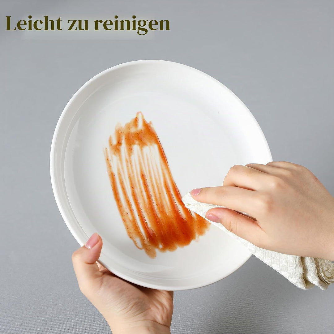 MALACASA, Serie REG, 21,5 x 2,8 cm Dessertteller-Set mit 6 Stück, Cremeweisses Porzellan-teller-Set,