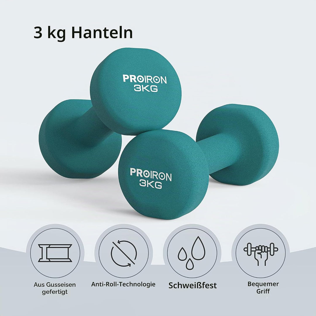 PROIRON Hanteln Neopren Kurzhanteln Frauen Hantelset Kleine Hantel Kurzhantelset (2er-Set) für Damen