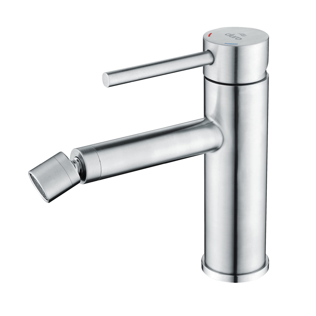 DURO Armatur Acero, für das Bidet, aus Gebürstetem Edelstahl, Wassersparend, Einhebel-Einloch-Wandba