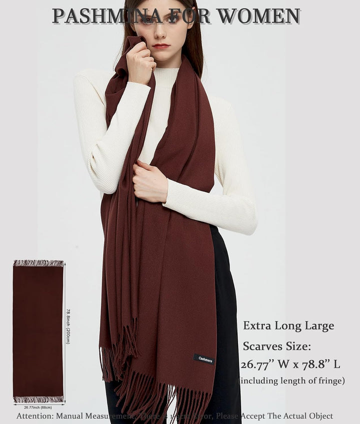 Pashmina Schals und Wraps Schals für Damen Hochzeit Party Winter Warme Lange Solid Color Braun, Brau