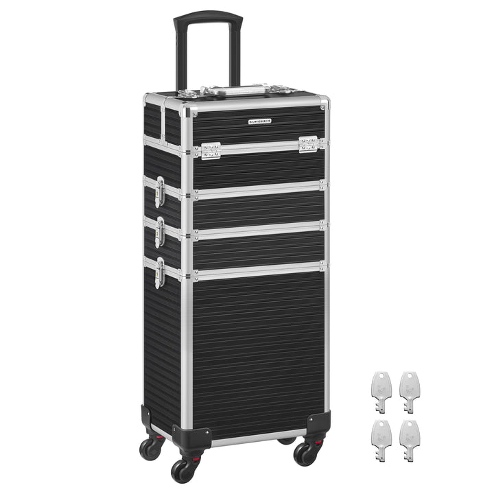 SONGMICS Kosmetikkoffer, Trolley, 4-in-1 Schminkkoffer, extra gross, Friseurkoffer, 34 x 24 x 79,3 c