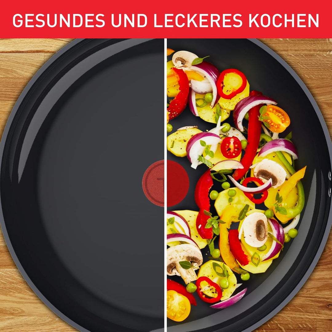 Tefal Duetto On Pfannen-Set, 3-tlg. 20/24/28 cm, Go Ceram keramische Antihaftbeschichtung, Thermo-Si