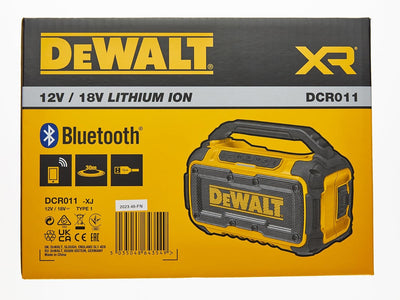 Dewalt Bluetooth Akku-Lautsprecher DCR011 (Stereo, extrem robust, mit Überrollbügel, AUX-Eingang 3,5