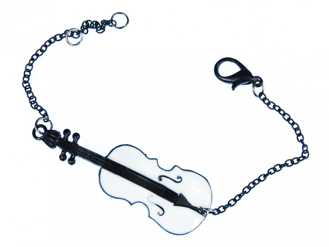Miniblings Geige Violine Viola Bratsche Geiger Musik Armband weiss - Modeschmuck handmade - Damen Mä