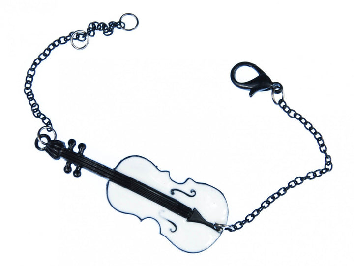 Miniblings Geige Violine Viola Bratsche Geiger Musik Armband weiss - Modeschmuck handmade - Damen Mä