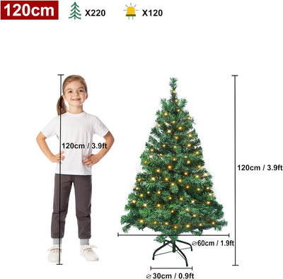 UISEBRT Weihnachtsbaum Künstlich mit Beleuchtung 120cm - LED Weihnachtsbäume Tannenbaum Christbaum D