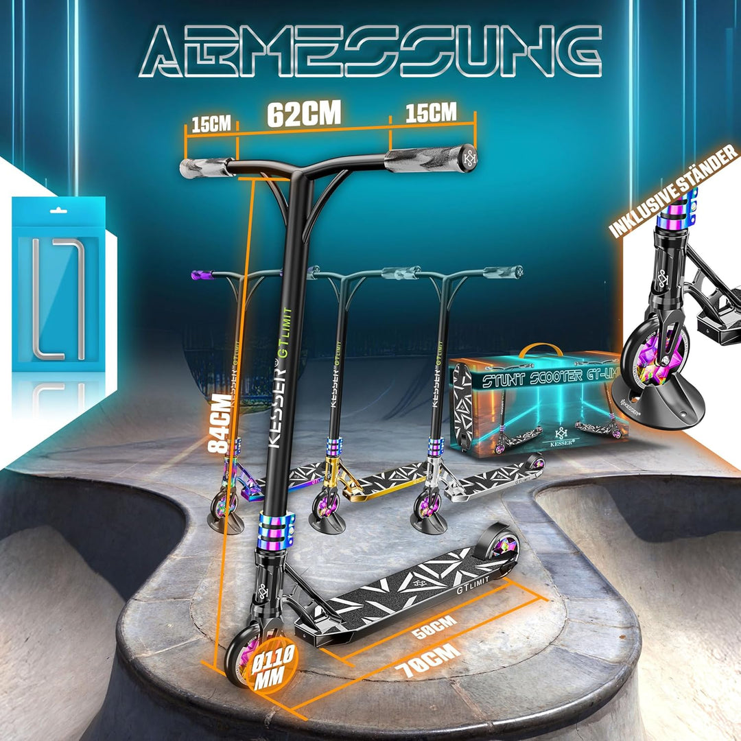 KESSER® Stunt Scooter GT-Limit 360° Lenkung Funscooter Stuntscooter mit Ständer ABEC 9 Kugellagern,