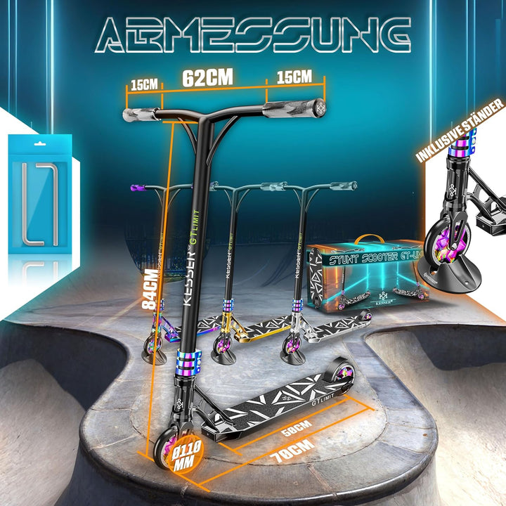 KESSER® Stunt Scooter GT-Limit 360° Lenkung Funscooter Stuntscooter mit Ständer ABEC 9 Kugellagern,