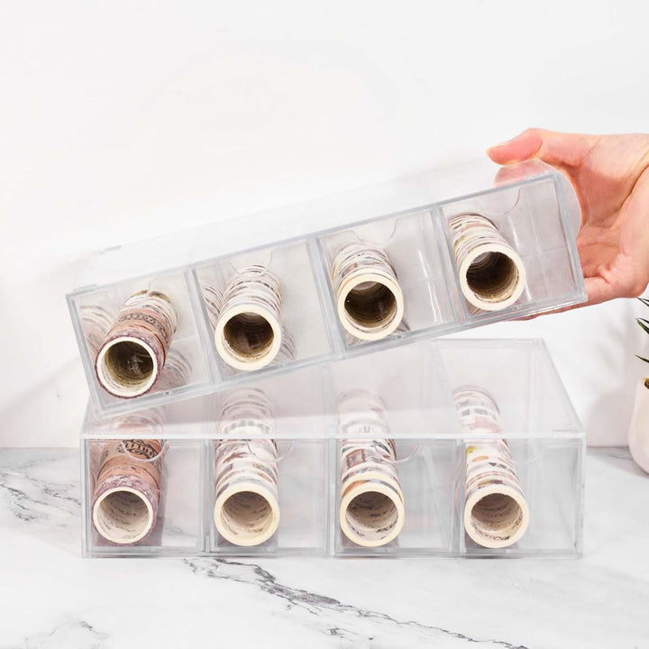 Vowcarol Washi-Tape-Organizer - Transparent Kunststoff - 4 Schubladen - 17,78 x 5,72 x 22,86 cm - Fü