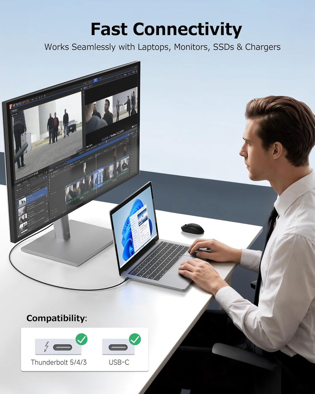 Cable Matters 40Gbps Active USB4 kabel 3 m, mit 8K Video & 100 W Ladeleistung, Kompatibel mit Thunde