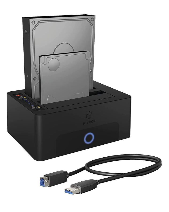 ICY BOX Dual HDD / Festplatten Docking Station USB 3.0 für SATA 2,5 Zoll & 3,5 Zoll, Festplatten Klo