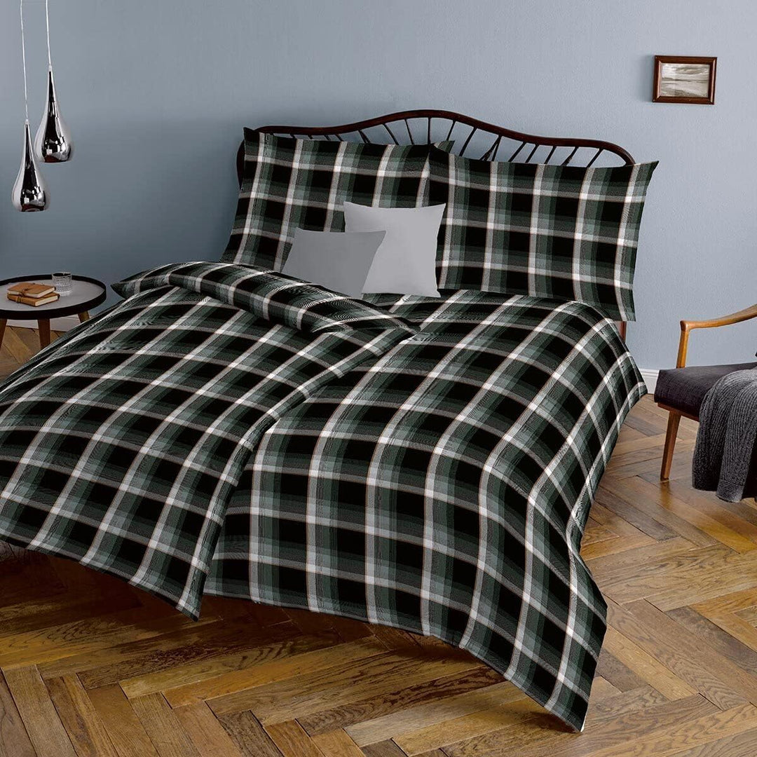 fleuresse gewebte Edelflanell Bettwäsche Lech Bomaderry schwarz-weiss 1 Bettbezug 200 x 200 cm + 2 K