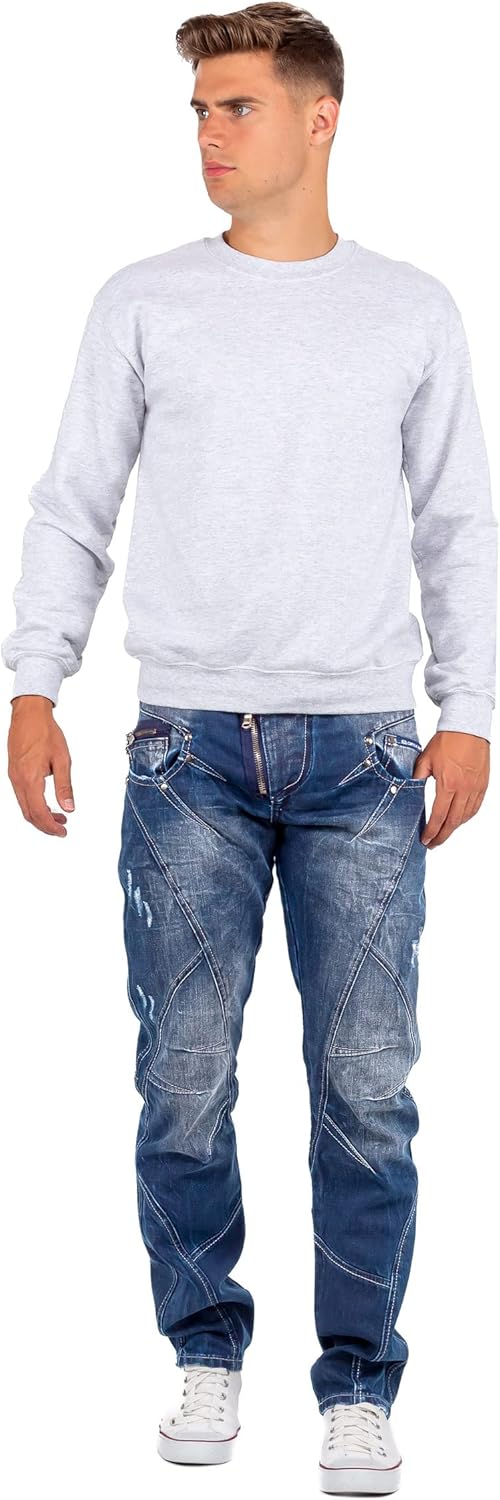 Cipo & Baxx Herren Jeans Hose mit Ziernähten 40W / 32L Blau -