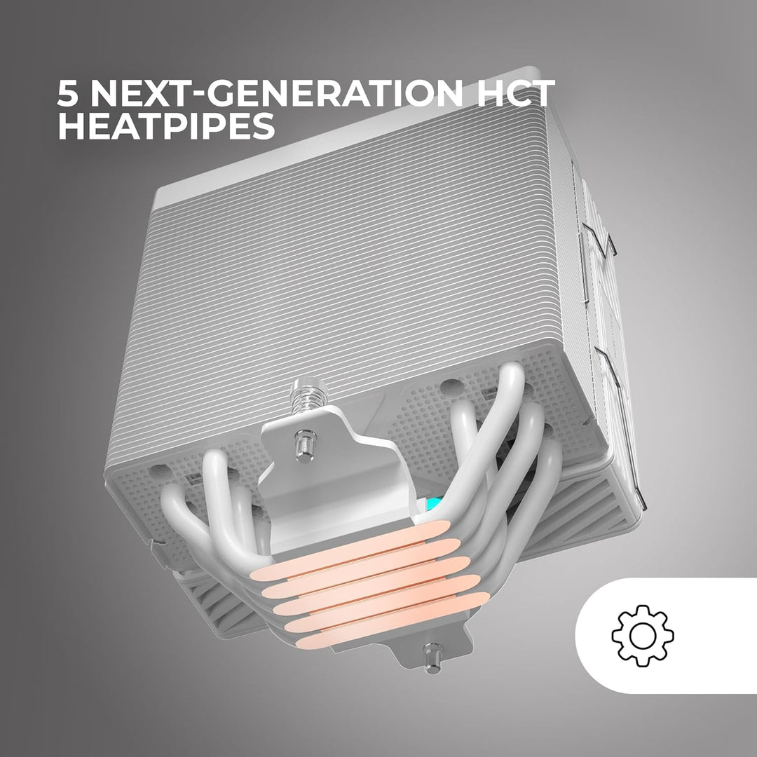 MARS GAMING MCPU-X5ARGB, CPU-Kühler 280W TDP, 5x HCT-Heatpipes der Neuen Generation, PWM-Lüfter SI E