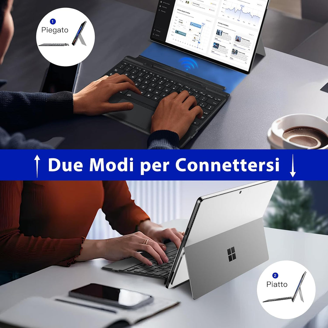 MoKo Italian Touchpad Bluetooth Tastatur für 13 Zoll Microsoft Surface Pro 11/ Pro 10/ Pro 9/ Pro 8/