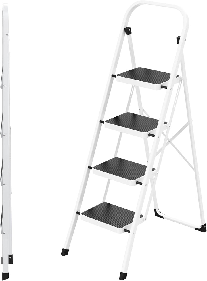 HBTower 4-Stufen-Leiter, Klappstufen Leiter mit Anti-Rutsch-Pedal, Tragbare Robuste Leiter mit Handl