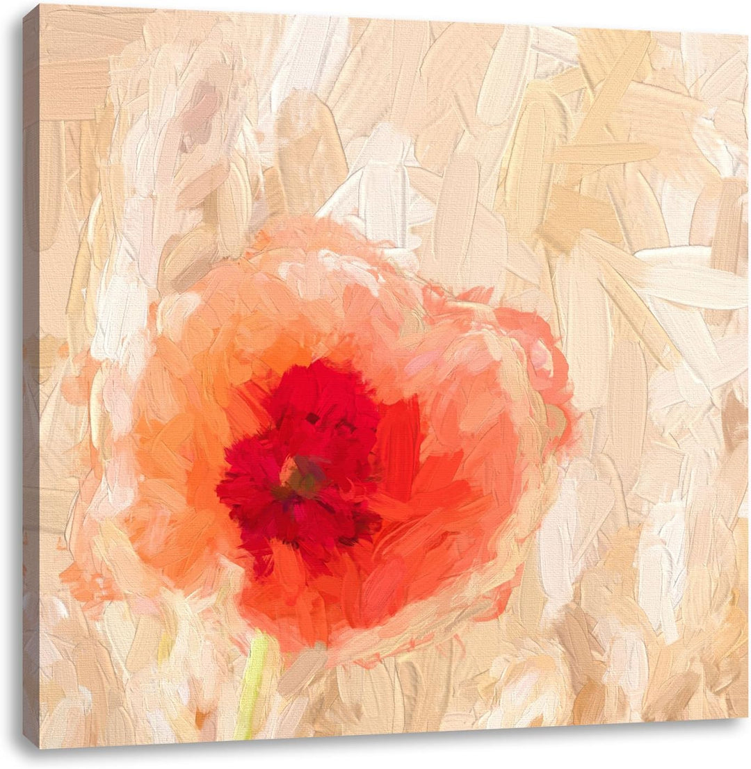 Pixxprint Mohnblume im Kornfeld als Leinwandbild Quadratisch/Grösse: 70x70 / Wandbild/Kunstdruck/fer