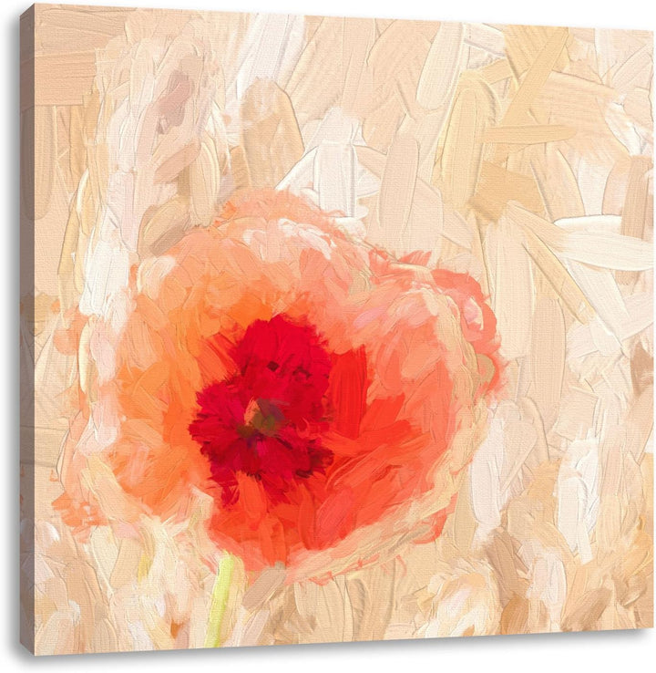 Pixxprint Mohnblume im Kornfeld als Leinwandbild Quadratisch/Grösse: 70x70 / Wandbild/Kunstdruck/fer