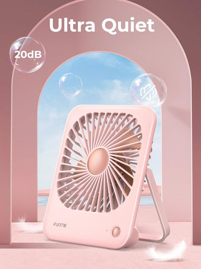 Funme Tischventilator Batterie USB Ventilator 3000 Akku Ultra Leise 20dB Klein Tragbarer Ventilator