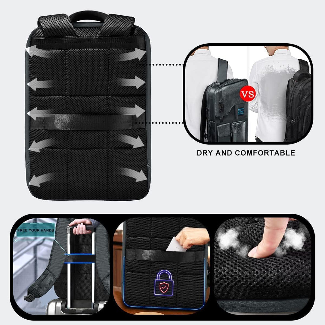 ZINZ Laptop Rucksack 15 15,6 16 Zoll, Erweiterbarer Computerrucksack mit Mehreren Taschen, Diebstahl
