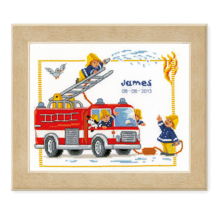 Vervaco Zählmuster Bei der Feuerwehr Zählmusterpackung-Stickpackung im gezählten Kreuzstich, Baumwol