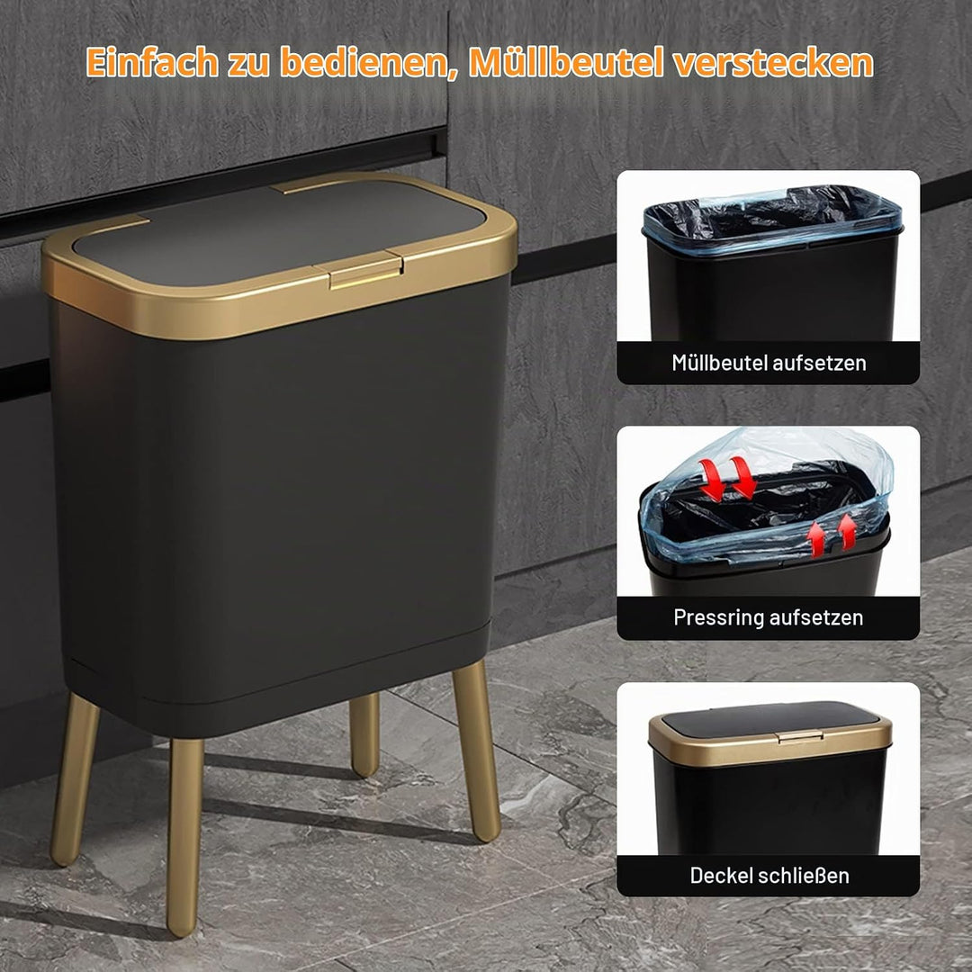 Kleine Küche Mülleimer, 15 Liters Schlanke Badezimmer Mülleimer mit Deckel Abfallkorb für Schlafzimm