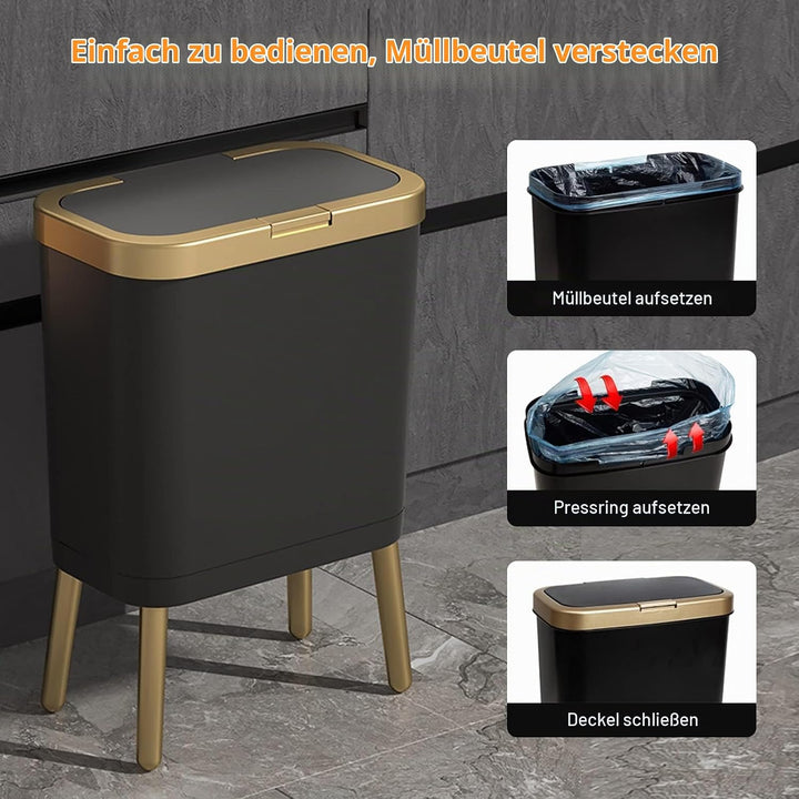 Kleine Küche Mülleimer, 15 Liters Schlanke Badezimmer Mülleimer mit Deckel Abfallkorb für Schlafzimm