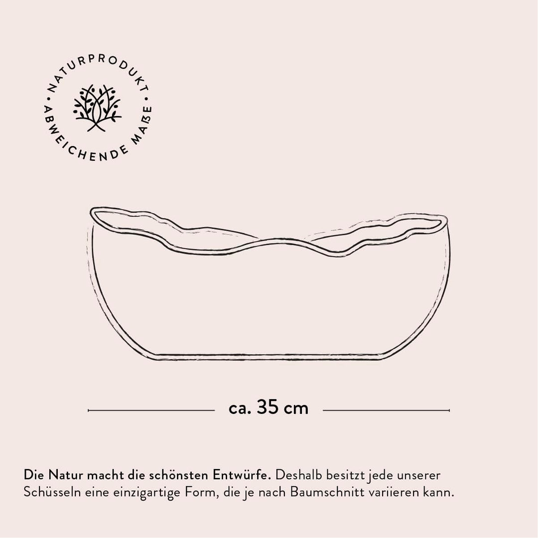 das Olivenholzbrett® Olivenholz Obstschale Schale, Brotschale, länglich, oval, Naturschnitt mit natü