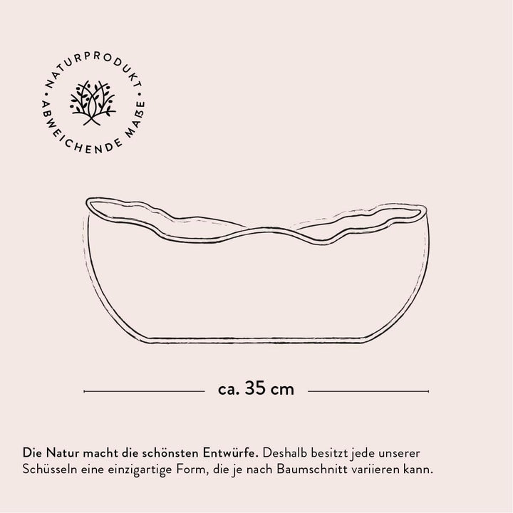 das Olivenholzbrett® Olivenholz Obstschale Schale, Brotschale, länglich, oval, Naturschnitt mit natü
