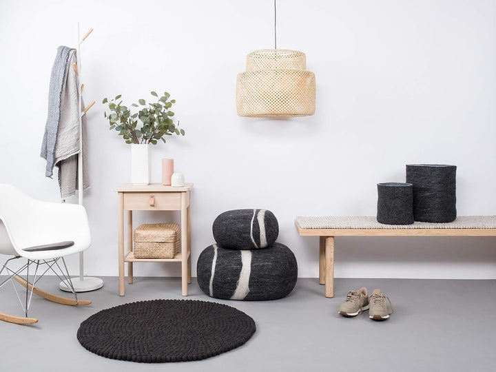 myfelt Kuno Filzkugelteppich — Ø 50 cm, ideal für Schlaf-, Wohn-, Kinderzimmer, Flur & Bad