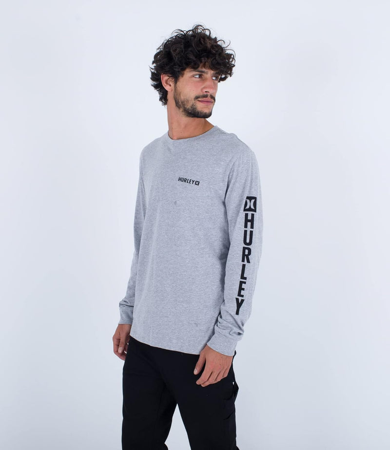 Hurley Herren Evd The Box Ls Tshirt S Dk Grau Htr, S Dk Grau Htr