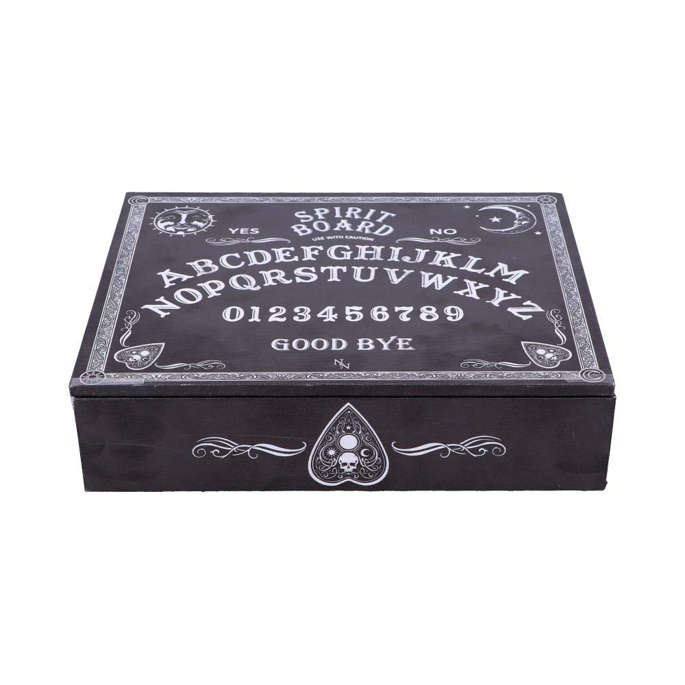 NEMESIS NOW Schmuckkästchen mit Spiegel, mitteldichte Faserplatte und Planchette, Schwarz und Weiss,